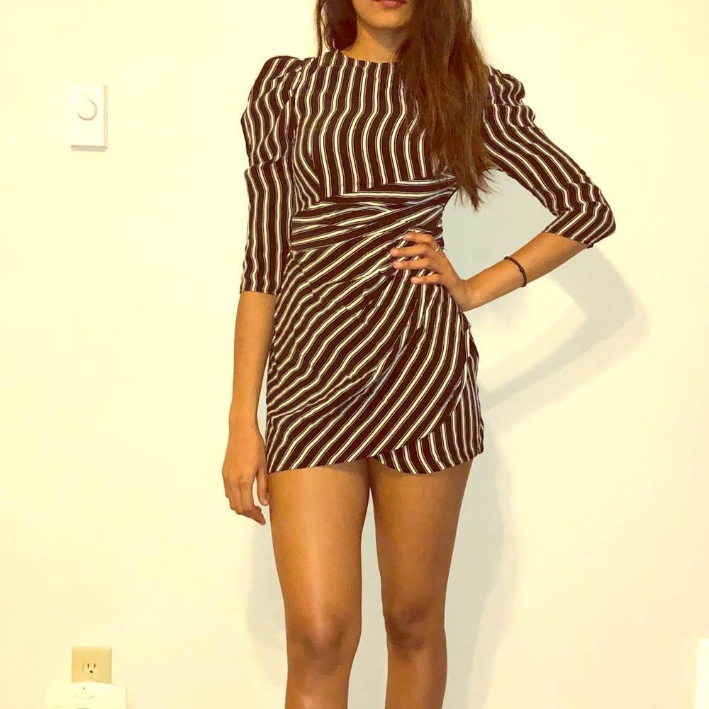 Zara black and white striped dress